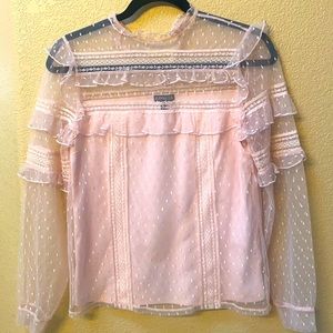 Express delicate lace pink Blouse size XS